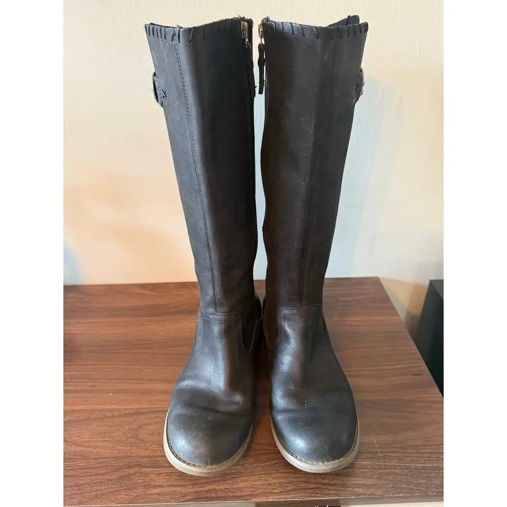 Harley Davidson Black Tall Round Toe Leather Riding Boots Womens Size 10